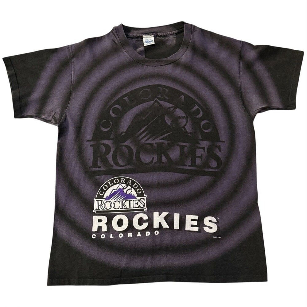 Vintage 1993 Colorado Rockies Salem Sportswear Bullseye Logo T Shirt Size Large